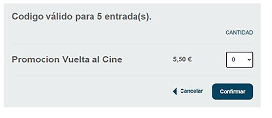 Canje promoción Vuelta al Cine