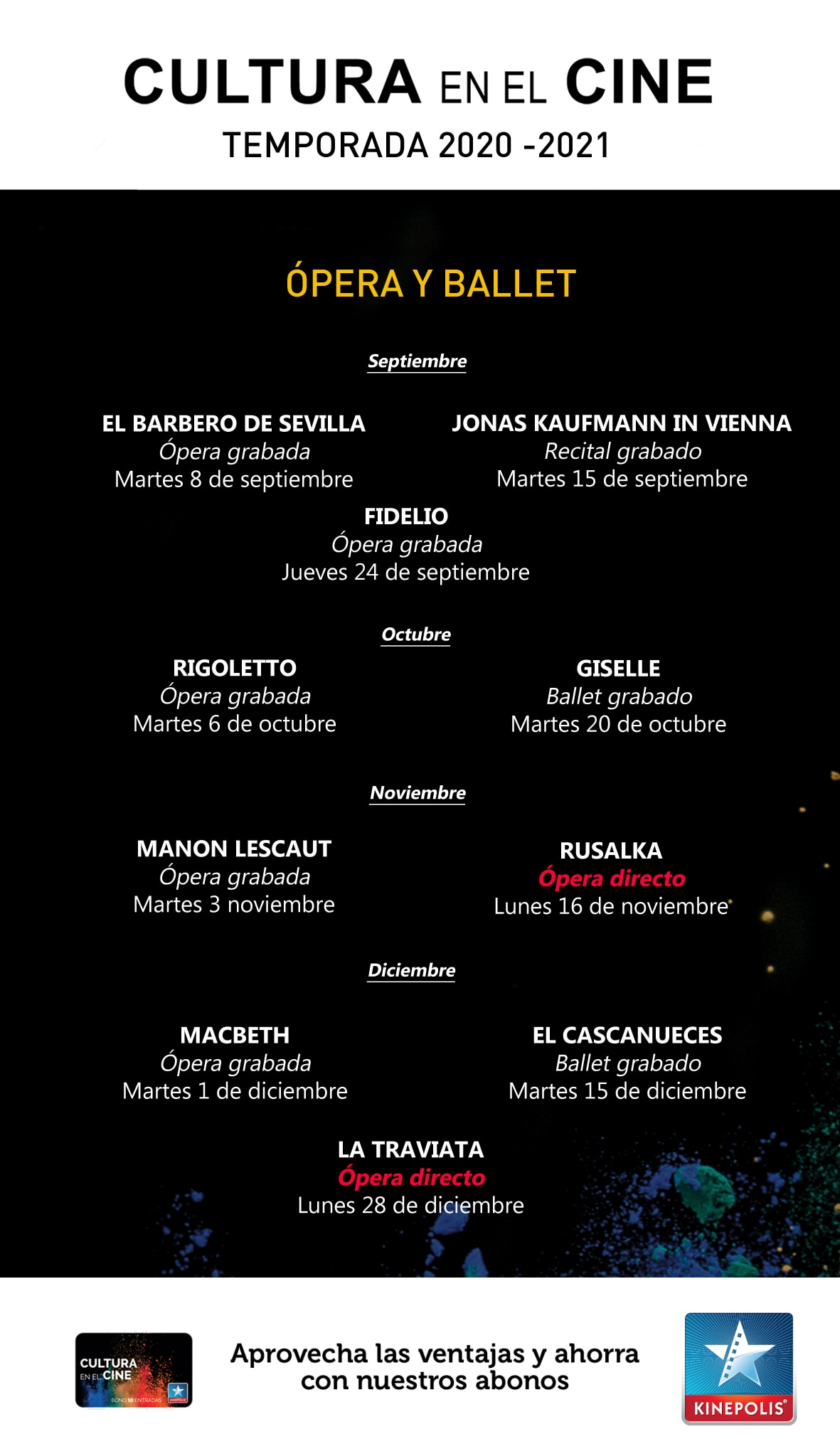 Temporada Ópera y Ballet 2020-2021